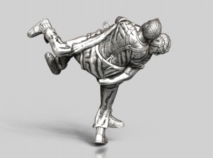 Swiss wrestling - 50mm high 3d printed Antique Silver