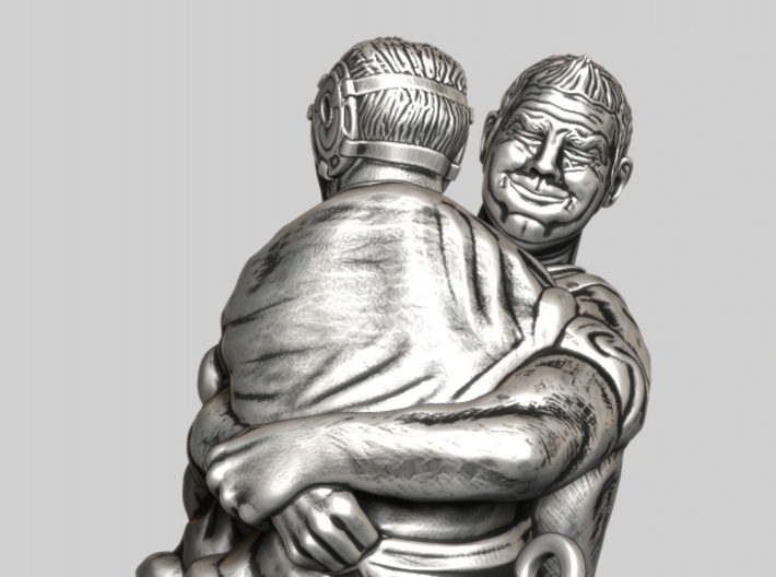 Swiss wrestling - 35mm high 3d printed Antique Silver