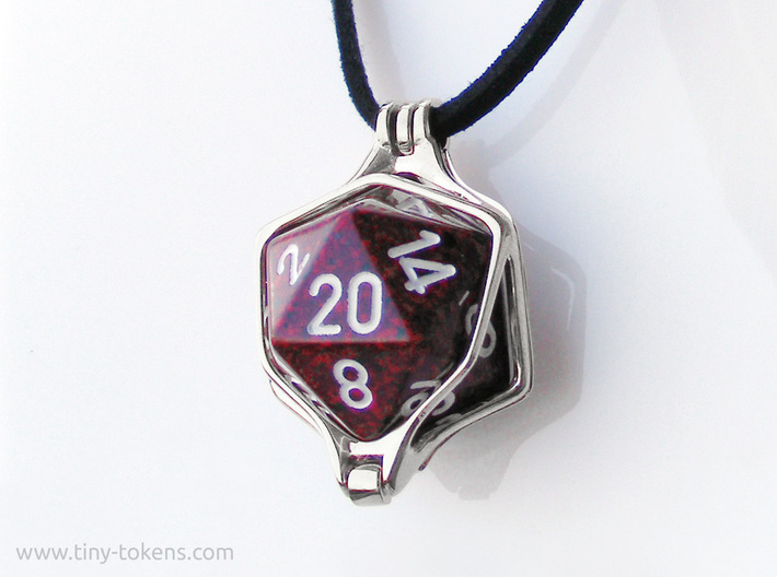 D20 Dice Cage Pendant - for 24 mm die (8KGP67RAH) by Foxworks