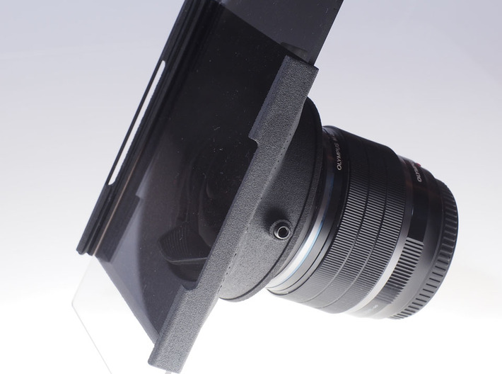 ZUIKO mFT 8mm f1.8 filterholder 3d printed Filterholder mounted on lens (lens and filter not included)