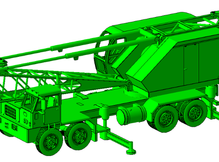 1/87th P&amp;H Type Lattice Boom Crane 3d printed Shown with transporter, not included