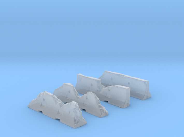 Jersey Barriers Set 4 pieces - damaged, 28mm scale 3d printed