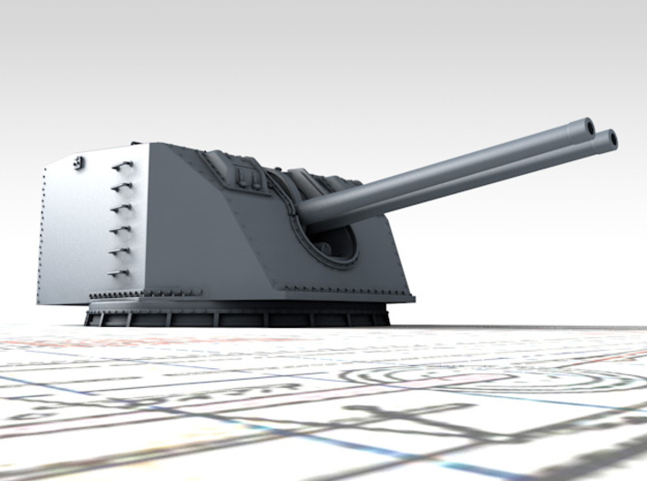 1/400 Dunkerque Twin 130mm/45 Model 1932 Guns x2 3d printed 3d render showing Turret detail