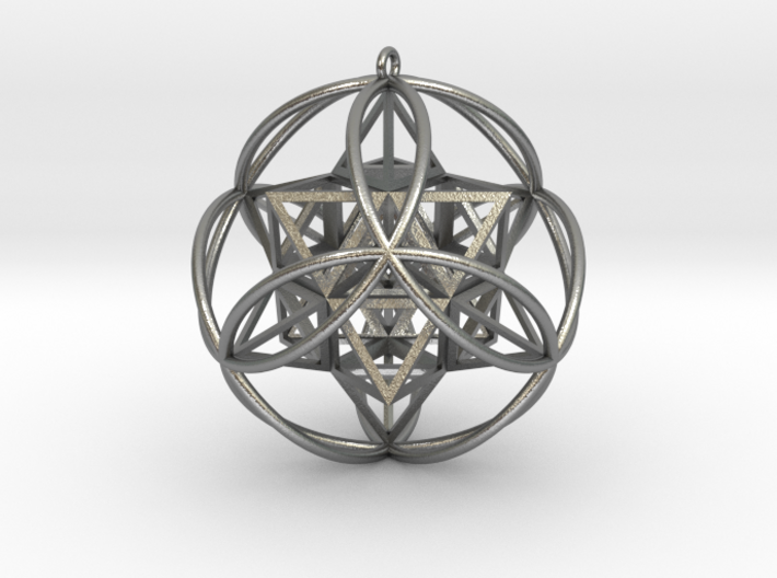 Stellated Vector Equilibrium 6 Ring Pendant 2.5&quot; 3d printed