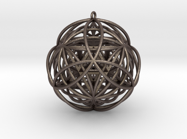 Stellated Vector Equilibrium 17 Ring Pendant 2.5&quot; 3d printed