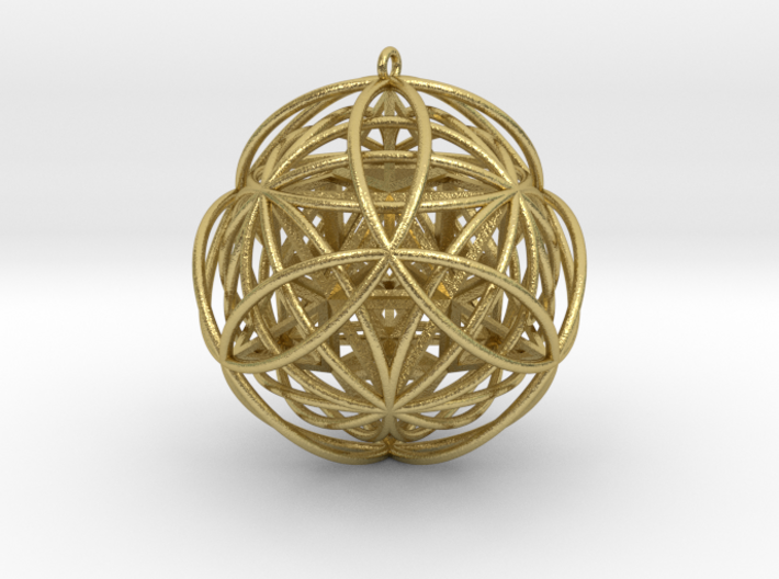 Stellated Vector Equilibrium 17 Ring Pendant 2.5&quot; 3d printed