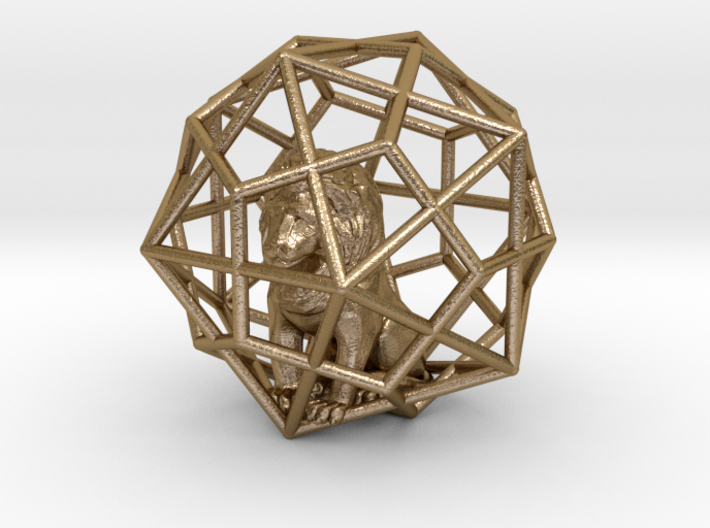 Lion inside Icosa dodeca Cage 3d printed