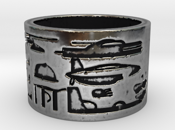 Helicopter &amp; UFOs at Abydos #1 Ring Size 9 3d printed