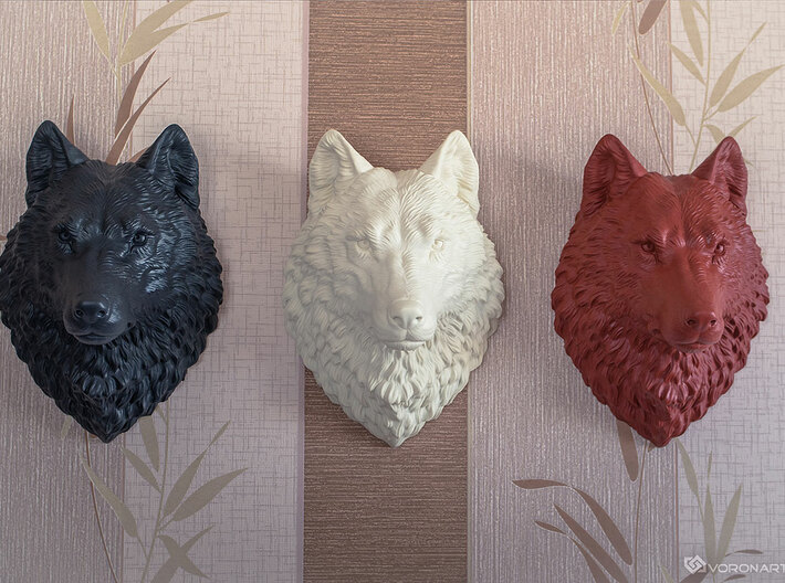 Proud Wolf Wall Mount 3d printed Large size (30 cm) hand painted