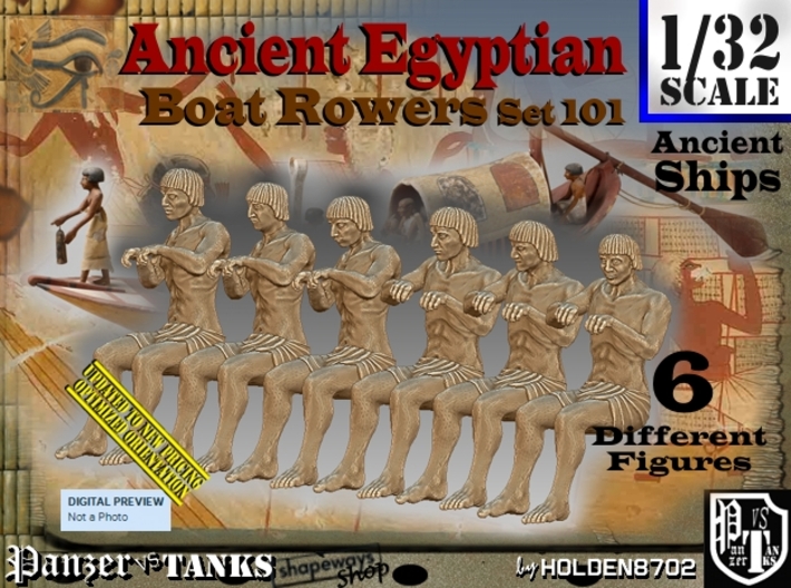 1/32 Ancient Egyptian Boat Rowers Set101 3d printed