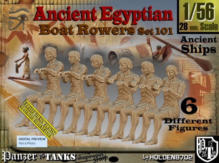 1/56 Ancient Egyptian Boat Rowers Set101 3d printed