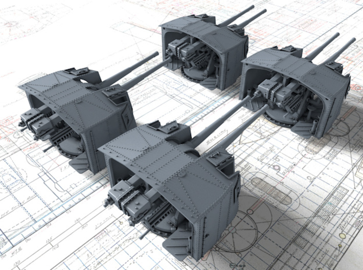 1/120 Tribal Class 4.7" MKXII CPXIX Twin Mount x4 3d printed 1/120 Tribal Class 4.7" MKXII CPXIX Twin Mount x4