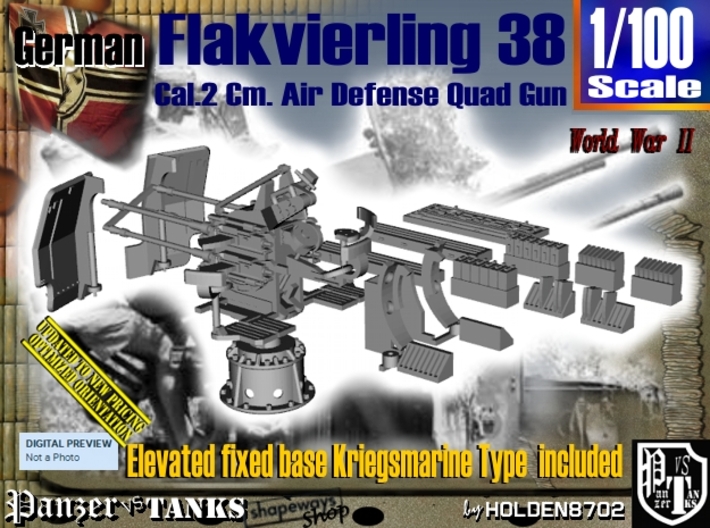 1/100 Kriegsmarine Flakvierling 38 Set001 3d printed