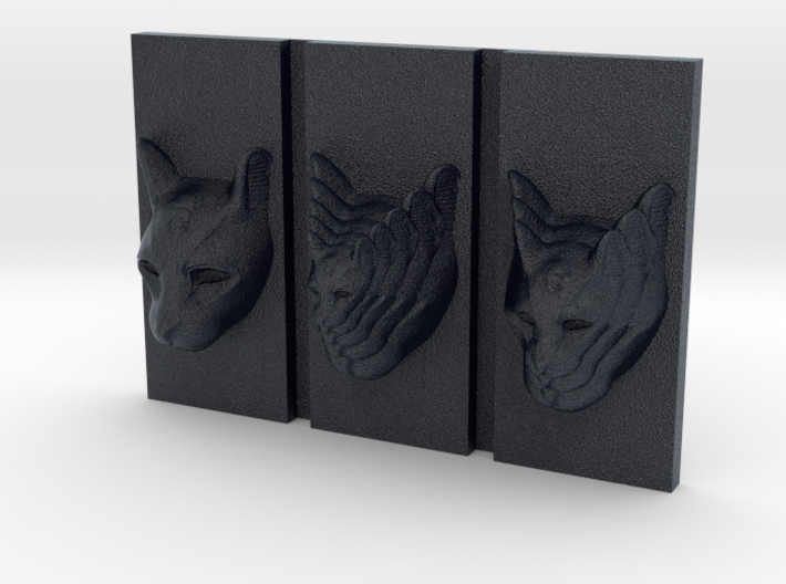 Cat Triptych-Faced Caricature (001) 3d printed