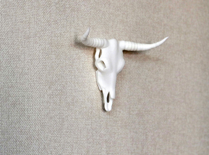 White Longhorn Skull 3d printed 