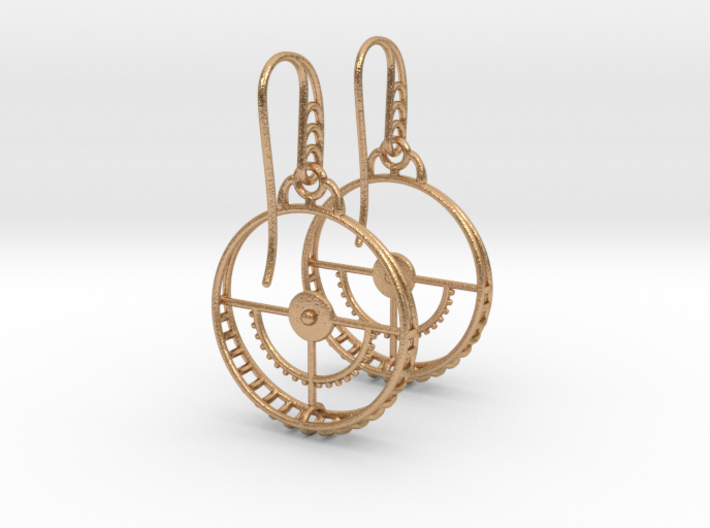 Clockwork Hoop Earrings 3d printed