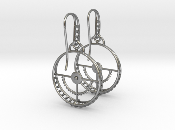 Clockwork Hoop Earrings 3d printed