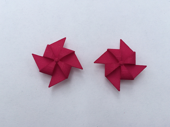 Pinwheel Earrings | Kinetic 3d printed Pink