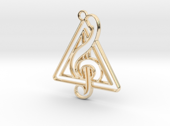 Treble Clef And triangle intertwined 3d printed