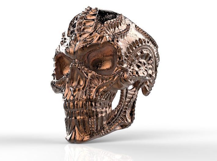 Skull Ring Personalized In Stainless Steel And Sil 3d printed 
