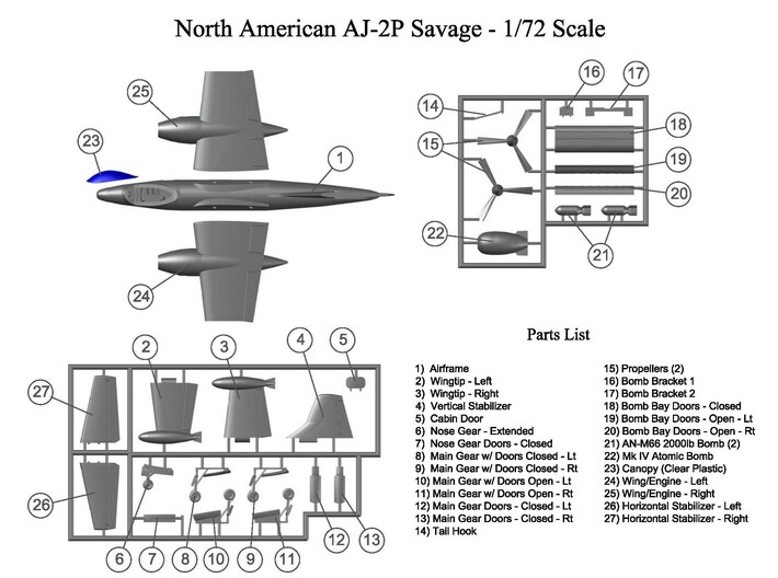 AJ-Savage-72scale-01-Airframe 3d printed 