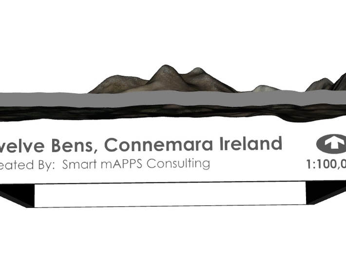 Twelve Bens Map, Ireland 8" 3d printed 