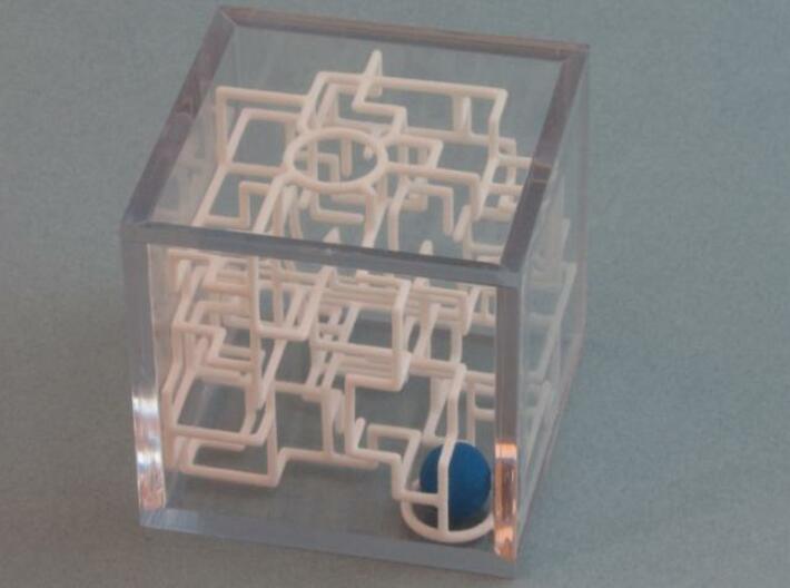 &quot;Bare Bones&quot; - 3D Rolling Ball Maze in Clear Case( 3d printed Ball at Cave Mouth