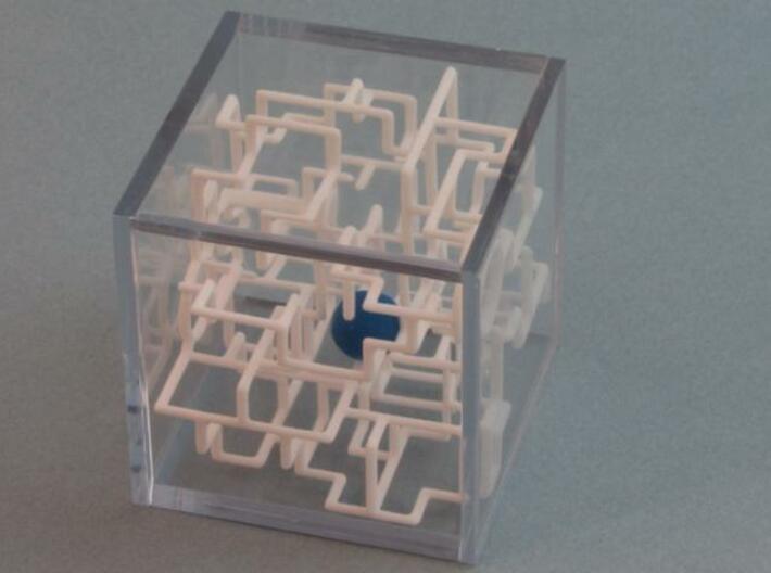 "Bare Bones" - 3D Rolling Ball Maze in Clear Case( 3d printed Ball inside the Maze