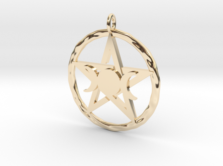 Pentacle with triple Goddess pendant 3d printed