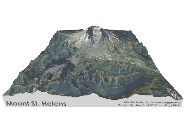 Mount St. Helens Map: 8.5&quot;x11&quot; 3d printed