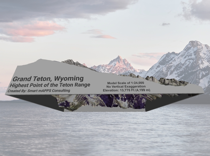 Grand Teton Map, Wyoming (8.5"x11") 3d printed 