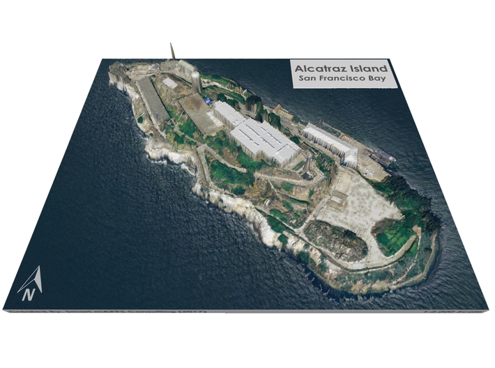 Alcatraz Island Map: 8&quot;x10&quot; 3d printed
