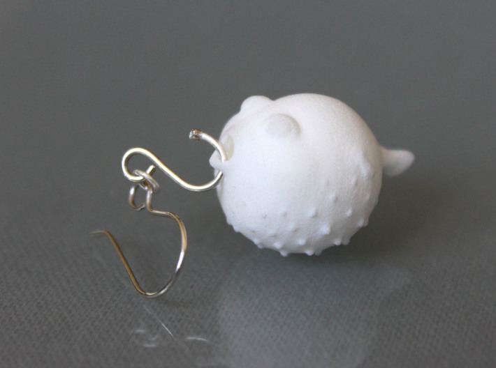 Blowfish Earrings - Hooked 3d printed hangs from hook (not included)