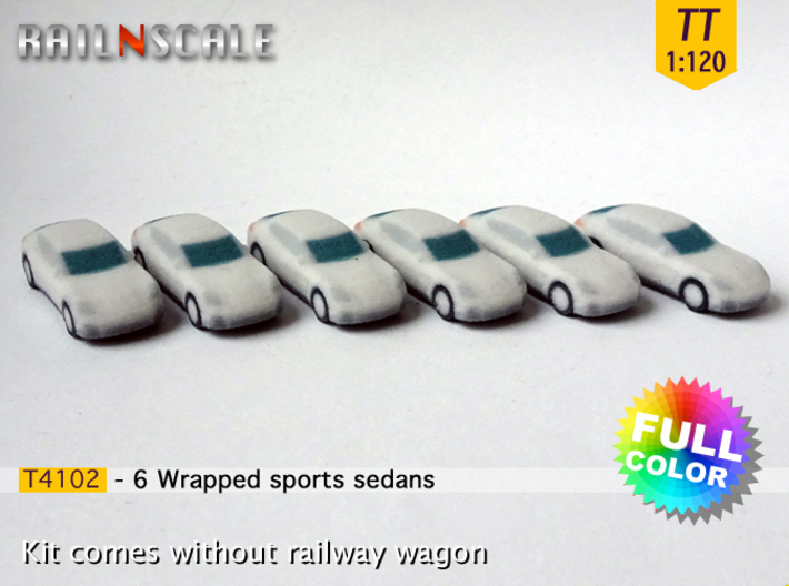 6 Wrapped sports sedans (TT 1:120) 3d printed 