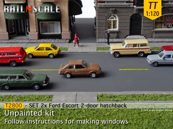 SET 2x Ford Escort 2-door hatchback (US) (TT 1:120 3d printed