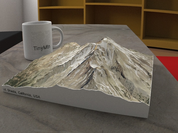 Mt. Shasta, California, USA, 1:30000 3d printed 