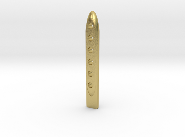 tool Scratch Card Scraper flat 3d printed Shapeways Render - Raw Brass