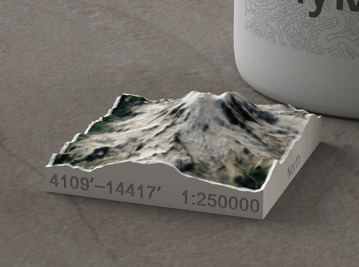 Mt. Rainier, Washington, USA, 1:250000 Explorer 3d printed 