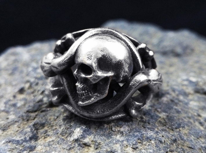 Skull Ring Memento Vivere 3d printed