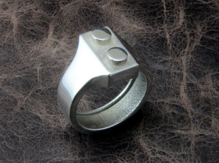 Brick Ring Simple 3d printed This material is Polished Silver