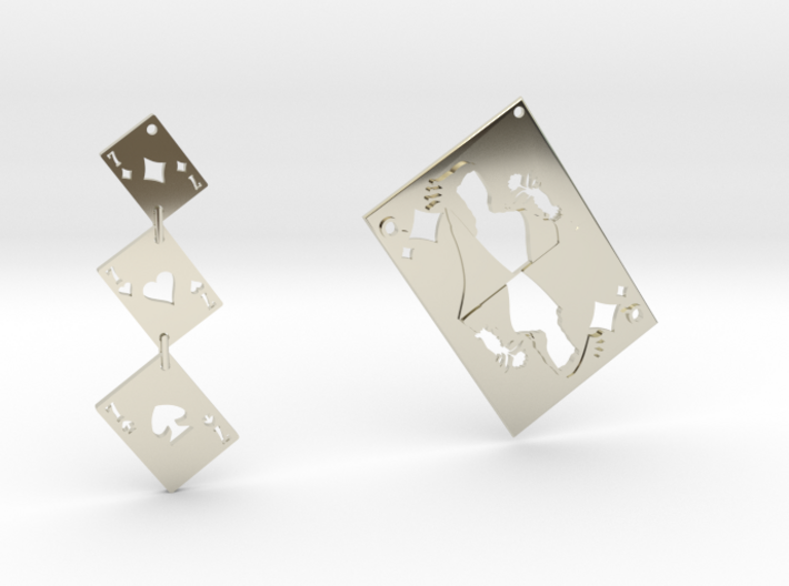 Asymmetrical Stunning Card Earrings  3d printed 