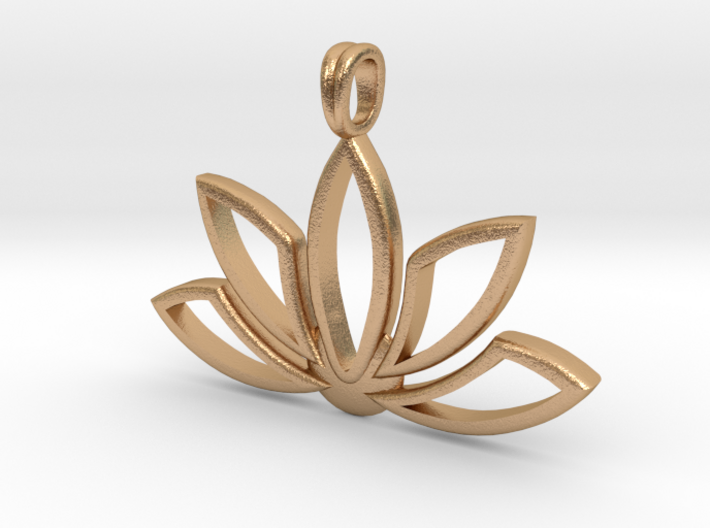 Lotus Charm Pendant Necklace 14k Gold 3d printed