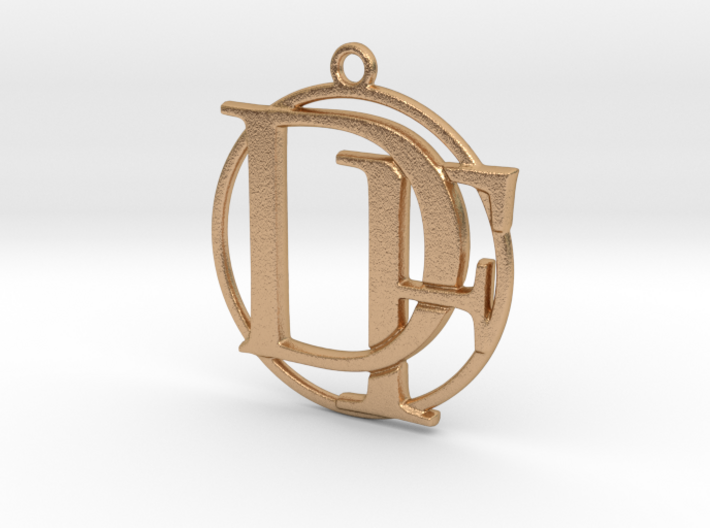 Initials D&amp;F and circle monogram 3d printed