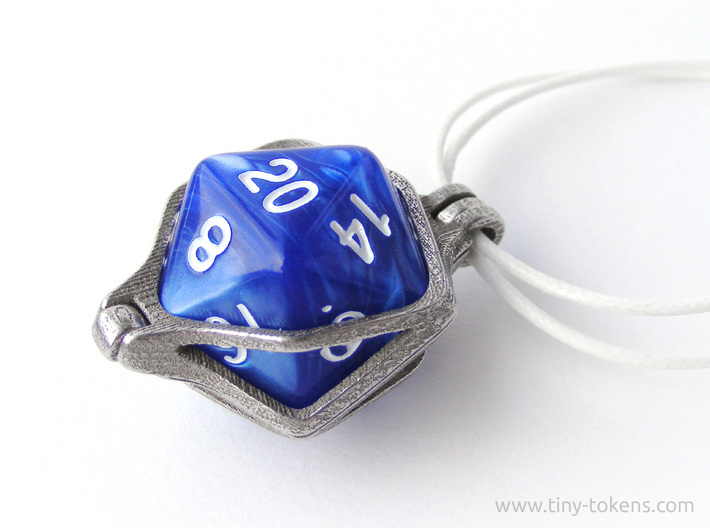D20 Key Chain / Key Ring 20 mm 3d printed ... or as a pendant.