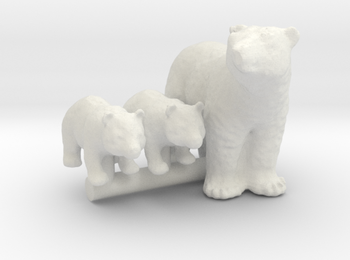 1/87 Scale Polar Bear &amp; Cubs 3d printed