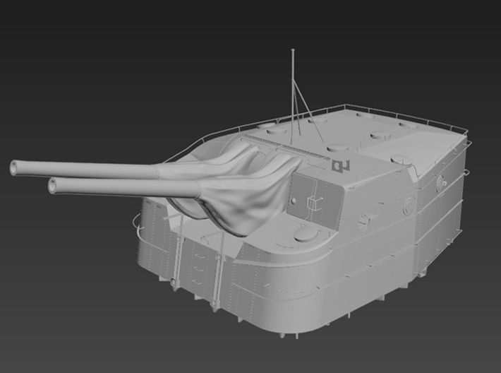 1/200 IJN Type 3 127mm 50cal turret 3d printed 