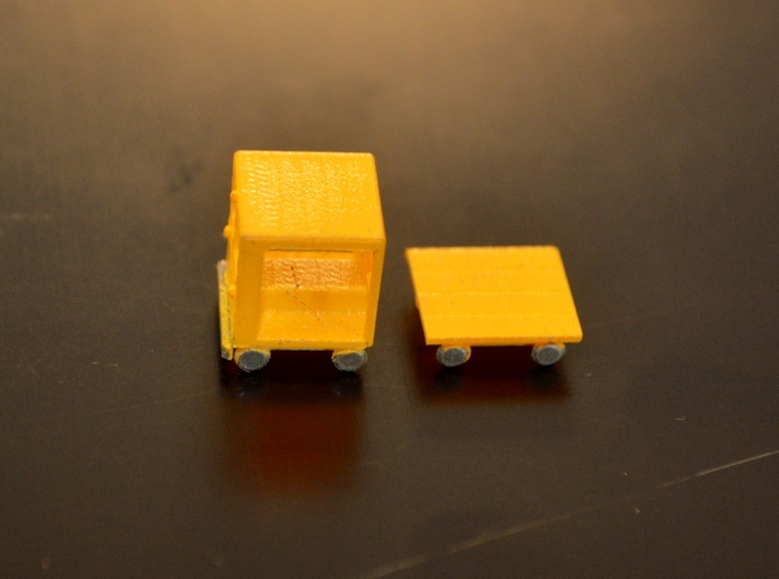 N-Scale Small Speeder & Cart 3d printed Painted Production Sample