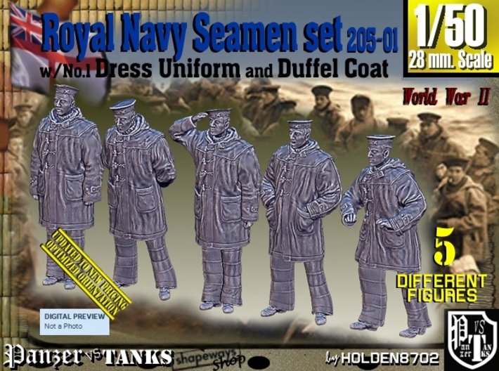 1/50 Royal Navy Seamen DC+No1 Set205-01 3d printed