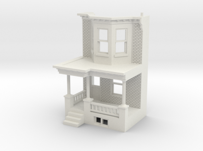 WEST PHILLY ROW HOME 87 brick front corner 3d printed
