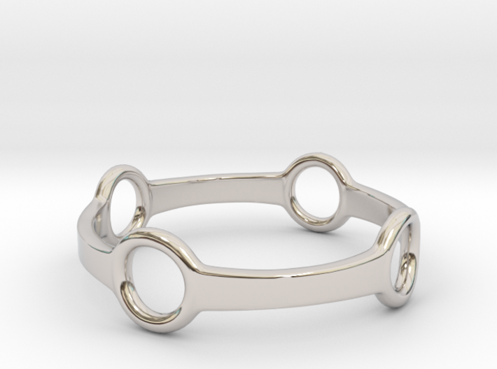 Four Ring Ring 3d printed Rhodium Plated Brass 